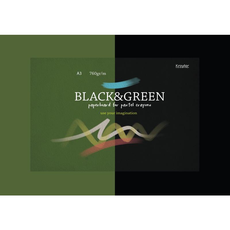 Альбом для пастелей Kroyter Black and Green А3, черный и зеленый, 10 листов