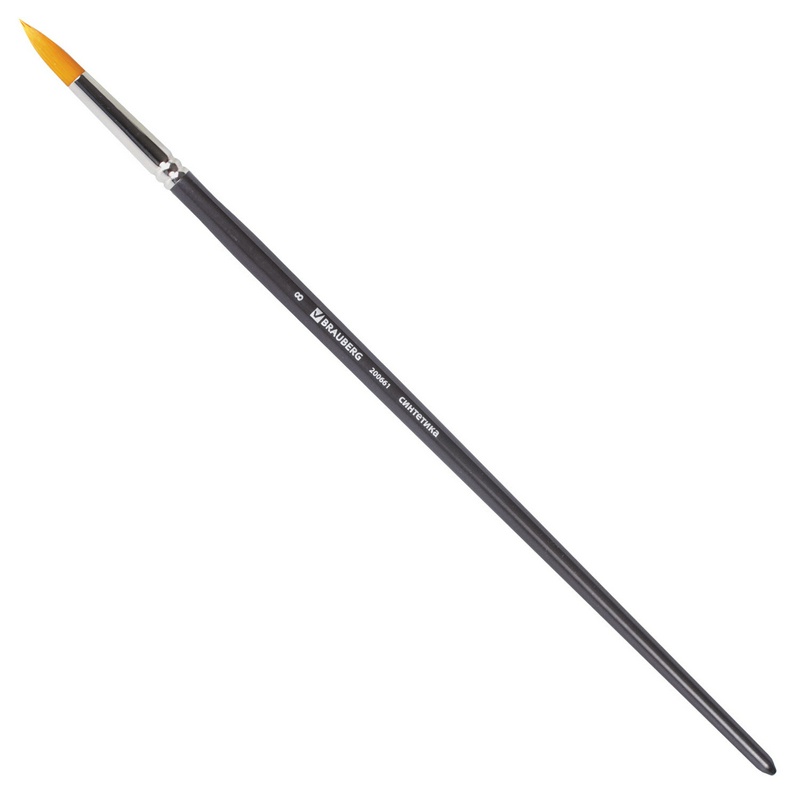 Кисть профессиональная BRAUBERG ART "CLASSIC" 200661, синтетика жесткая, круглая, №8, длинная ручка