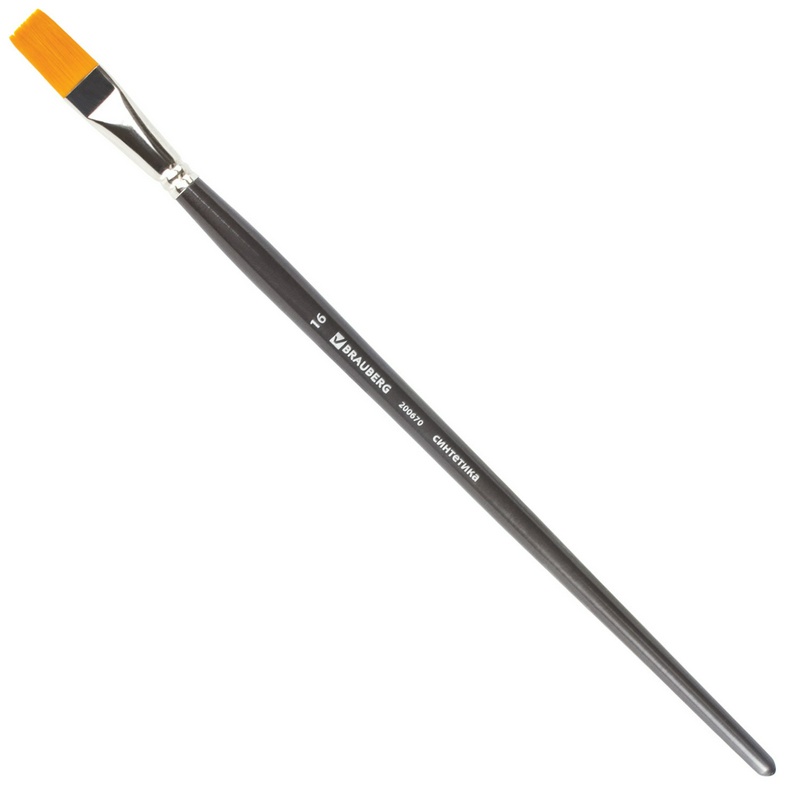 Кисть профессиональная BRAUBERG ART "CLASSIC" 200670, синтетика жесткая, плоская, №16, длинная ручка