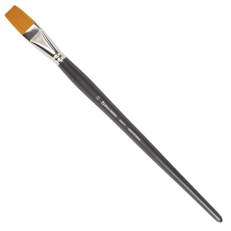 Кисть профессиональная BRAUBERG ART "CLASSIC" 200673, синтетика жесткая, плоская, №22, длинная ручка