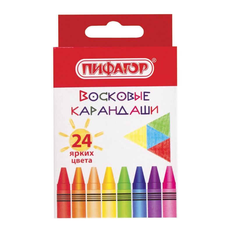 Восковые карандаши ПИФАГОР "СОЛНЫШКО" 227281, 24 цвета