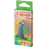 Мелки восковые ZOO, 6 цветов, шестигранный профиль