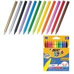 Мелки пластиковые BIC "Plastidecor", 12 цветов, ультрапрочные, круглые, картонная упаковка, подвес, …