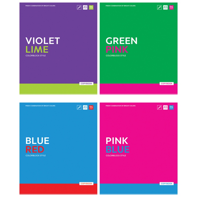 Тетрадь 96л., А5, клетка ArtSpace Т96к_26703 "Моноколор. Colorblock", ВД-лак