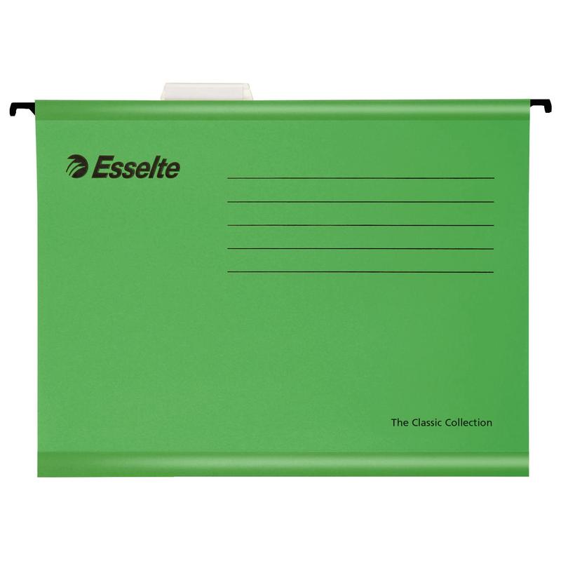 Подвесная папка Esselte "Pendaflex Plus Foolscap" 90337, 240х405 мм, картон, 210г/м2, 25 шт, зеленая