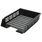Лоток для бумаг горизонтальный BRAUBERG Basic 237011, сетчатый, с пазами, черный