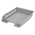 Лоток для бумаг горизонтальный BRAUBERG Basic 237012, сетчатый, с пазами, серый