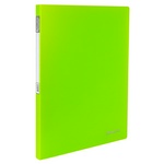Папка-скоросшиватель с пружинным механизмом BRAUBERG "Neon", зеленая, до 100 л., 0,7 мм