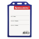 Бейдж вертикальный BRAUBERG 235755, жесткокаркасный (105х75 мм), без держателя, синий