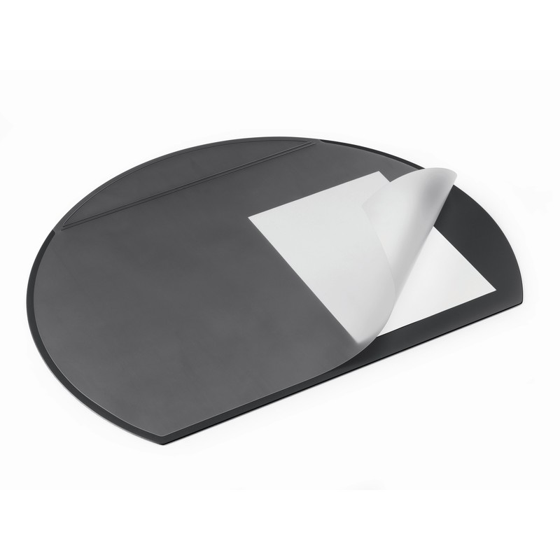 Коврик на стол Durable 52х65 см, полукруглый, прозрачный лист, черный