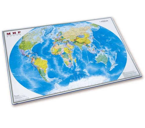 Коврик на стол 59х38 "Карта мира" Размеры: 38 х 59 см.
