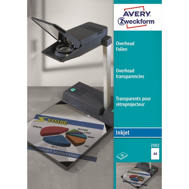 Пленка для проекторов Avery Zweckform Z2502, А4, прозрачная, 50 л