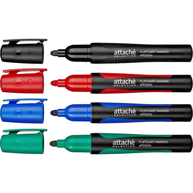 Набор перманентных маркеров Attache Selection Pegas 4 цвета, 2-5 мм