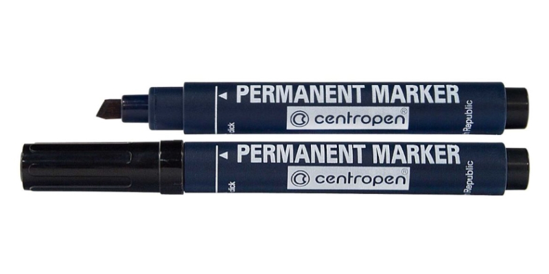 Маркер Centropen Permanent 8516, 2-5 мм, черный, скошенный