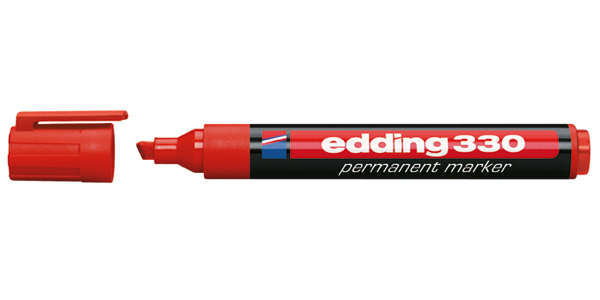 Маркер Edding 330 col. 002 перманентный, скошенный наконечник, красный, 1-5 мм