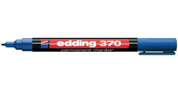 Маркер Edding 370 перманентный, круглый наконечник, синий, 1 мм