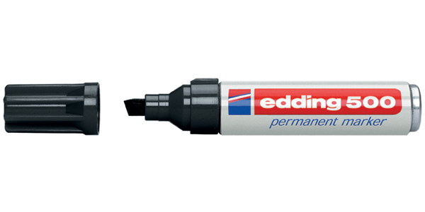 Маркер Edding 500 col. 001 со скошенным наконечником, черный, 2-7 мм