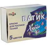 Краски по ткани ГАММА Батик-Хобби, 5 цветов по 70 мл, в баночках, стеклянная трубочка, 251004