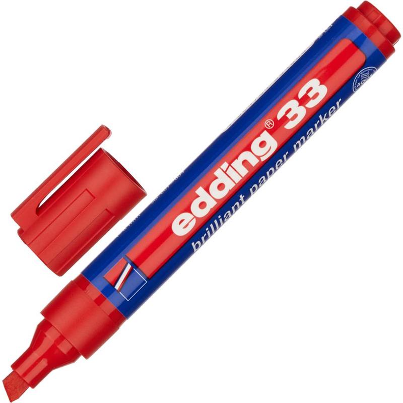 Маркер Edding 33/002 перманентный пигментный, скошенный, красный, 1-5 мм