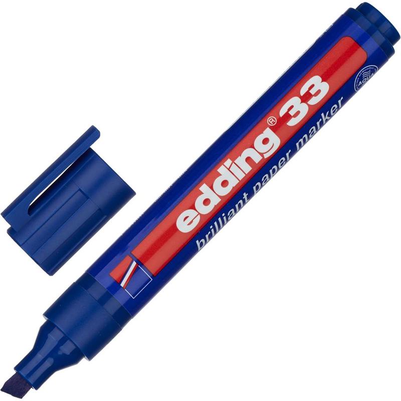 Маркер Edding 33/003 перманентный пигментный, скошенный, синий, 1–5 мм