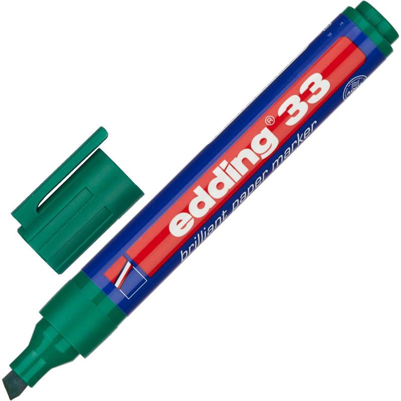 Маркер Edding 33/004 перманентный пигментный, скошенный, зеленый, 1–5 мм