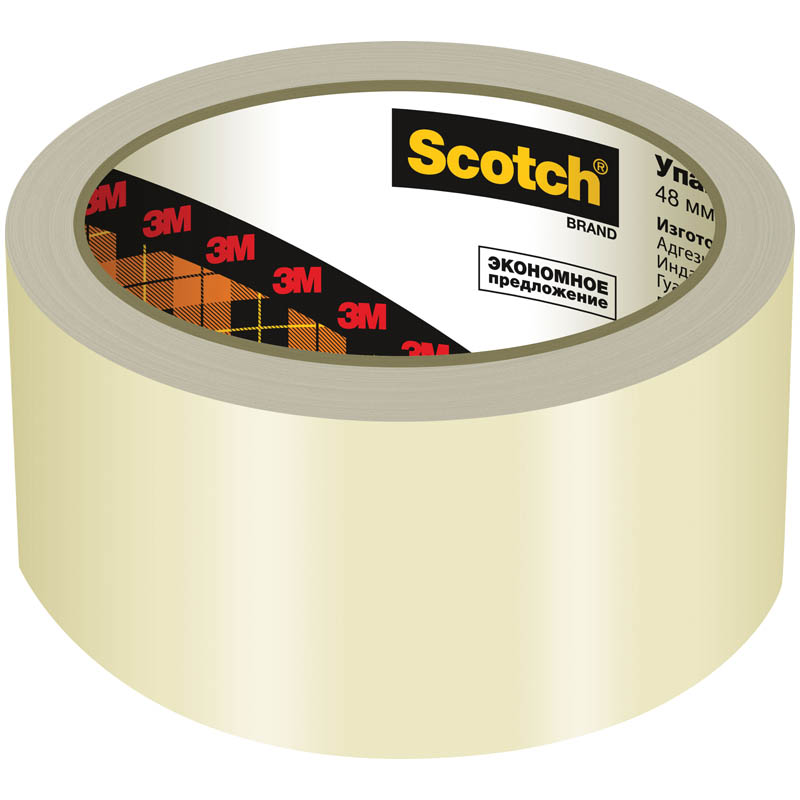 Клейкая лента упаковочная 3M Scotch 48 мм х 50 м, 40 мкм, прозрачная