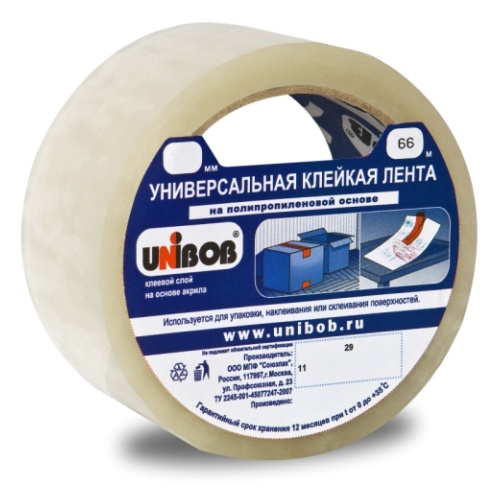Клейкая лента упаковочная Unibob 700, 50 мм х 66 м, 47 мкм., прозрачная