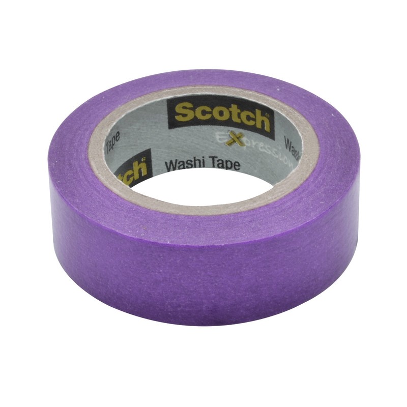 Клейкая лента декоративная 3M Scotch Washi, 15 мм х 10 м, цвет фиолетовый