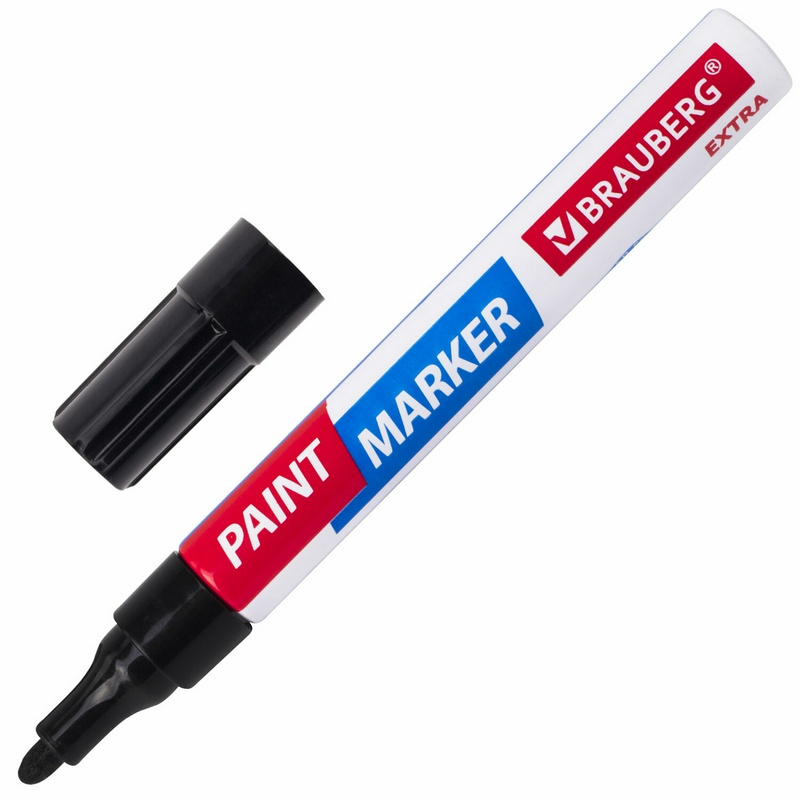 Маркер-краска лаковый BRAUBERG EXTRA 151979 (paint marker) 4 мм, черный, нитро-основа