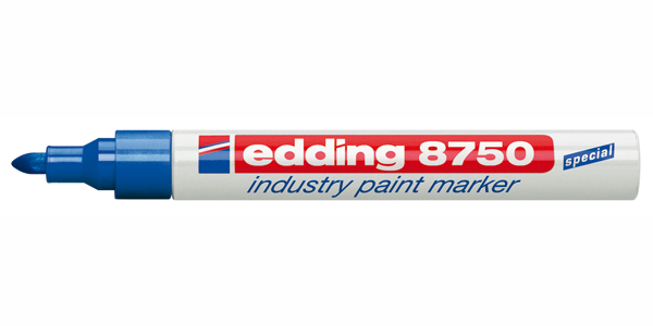 Маркер промышленный Edding 8750 col. 003, синий, для жирных и пыльных поверхностей, 2-4 мм