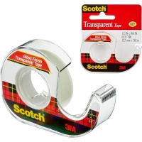Клейкая лента канцелярская 3M Scotch прозрачная 12.7 мм х 7.62 м, с диспенсером