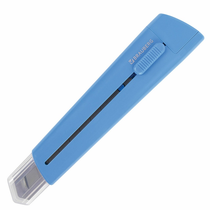 Нож канцелярский BRAUBERG Delta 237087, автофиксатор, 18 мм, голубой