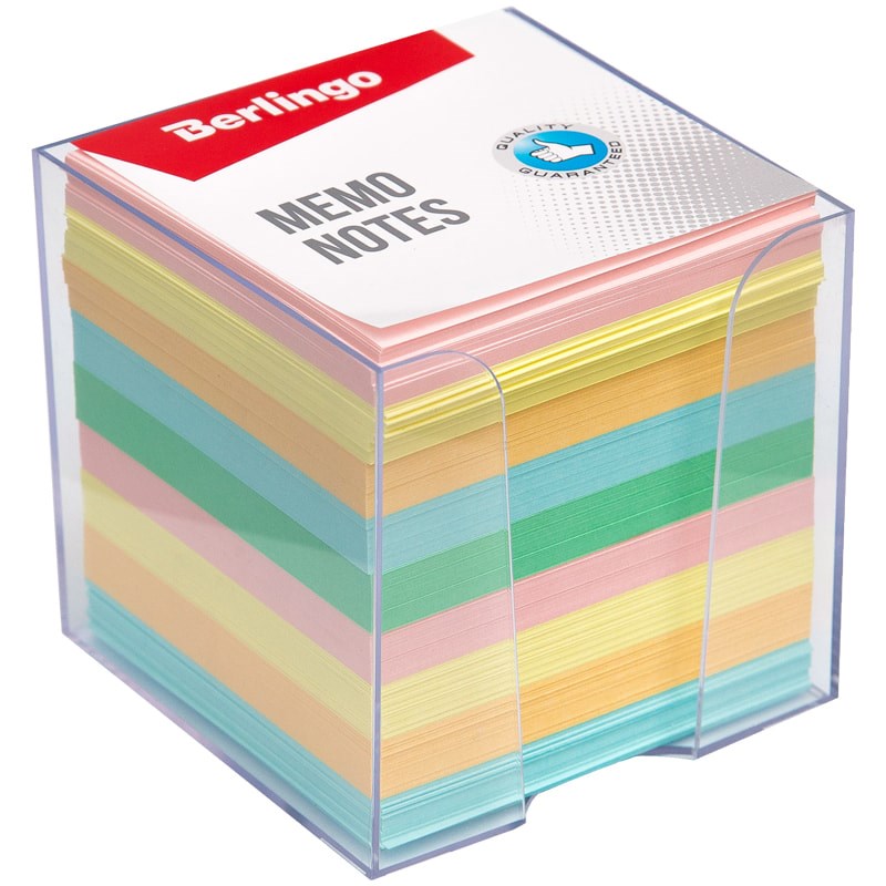 Блок для записи Berlingo Standard LNn_01260, 9х9х9 см, в пластиковом боксе, цветной