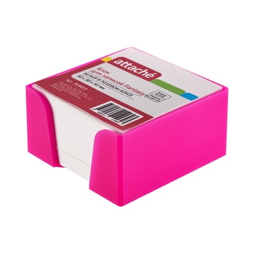 Блок-кубик Attache Fantasy 9х9х5 см, белый блок, в пластиковом боксе розового цвета