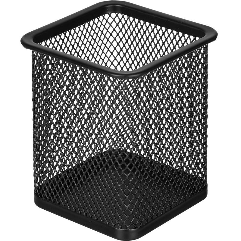 Подставка настольная Attache, квадратная, металлическая сетка, черная