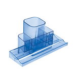 Подставка настольная для канцелярских мелочей inФОРМАТ PT00DB, синий, прозрачный