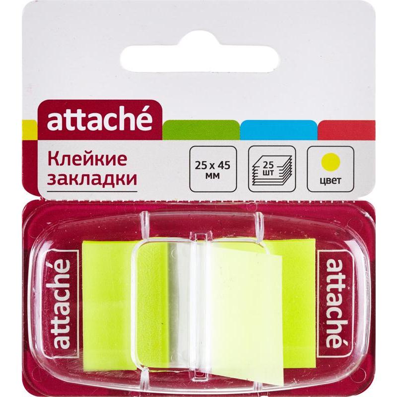 Клейкие закладки Attache 56 1, пластиковые, 25х45 мм 25 л., желтый