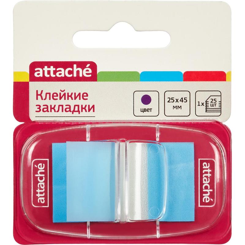 Клейкие закладки Attache 56 3, пластиковые, 25х45 мм 25 л., синий