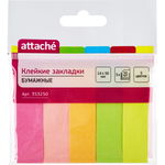Клейкие закладки Attache, бумажные 5 цветов по 50 л, 14х50 мм