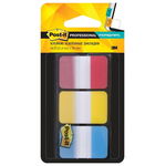 Клейкие закладки Post-it, пластиковые 3 цвета по 22 штуки, ширина 25 мм