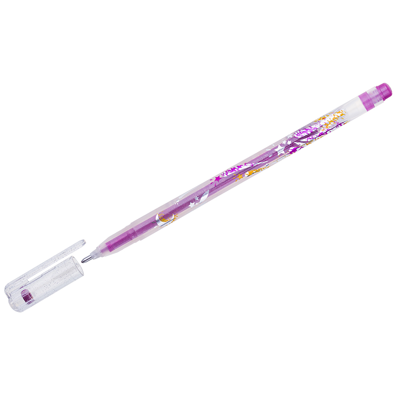 Ручка гелевая Crown "Glitter Metal Jell" MTJ-500GLS(D), розовая с блестками, 0.8 мм