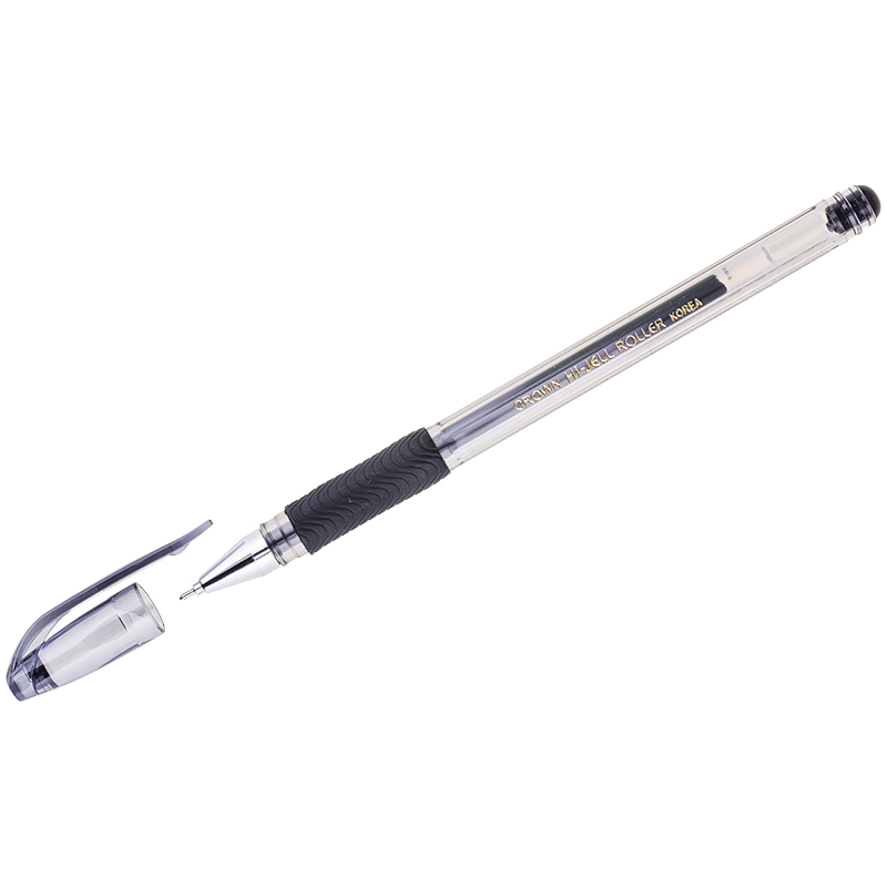 Ручка гелевая Crown Hi-Jell Needle Grip HJR-500RNB черная, игольчатый стержень, 0,7 мм