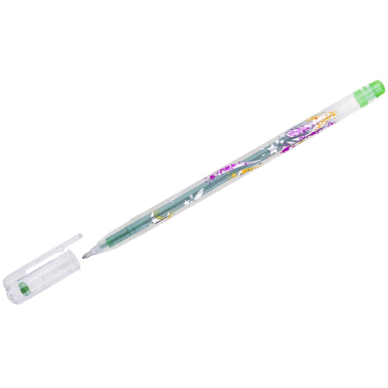 Ручка гелевая Crown "Glitter Metal Jell" MTJ-500GLS(D) светло-зеленая с блестками, 0.8 мм