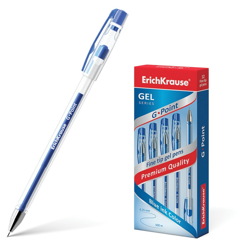 Ручка гелевая ErichKrause G-Point EK 17627, синяя, игольчатый узел 0.38 мм