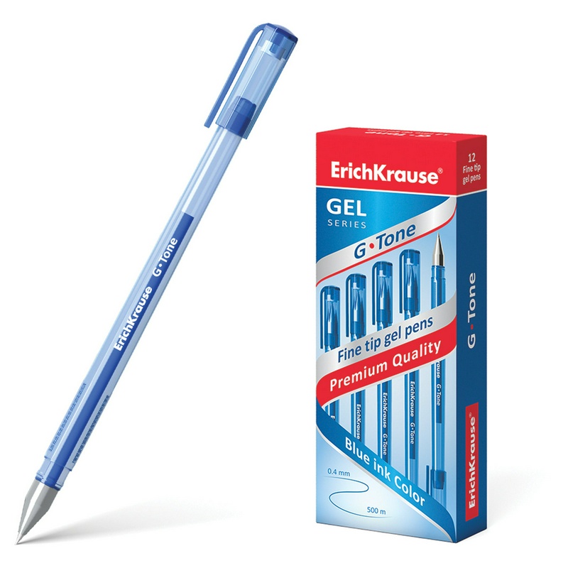 Ручка гелевая ErichKrause G-Tone EK 17809, синяя, 0.4 мм