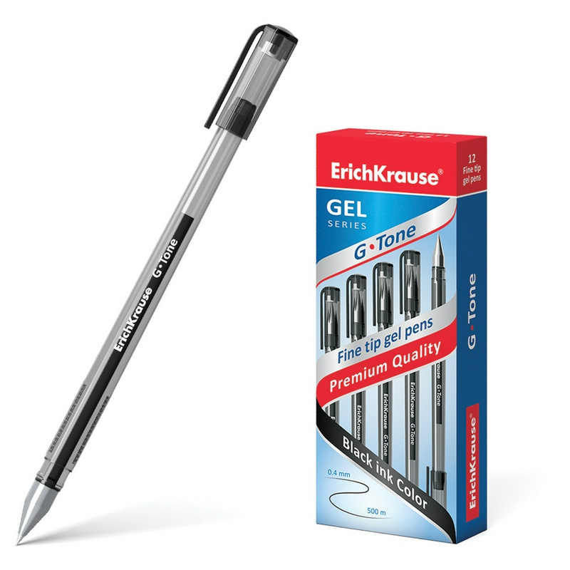 Ручка гелевая ErichKrause G-Tone EK 17810, черная, 0.4 мм