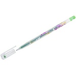 Ручка гелевая Crown "Glitter Metal Jell" MTJ-500GLS(D) светло-зеленая с блестками, 0.8 мм