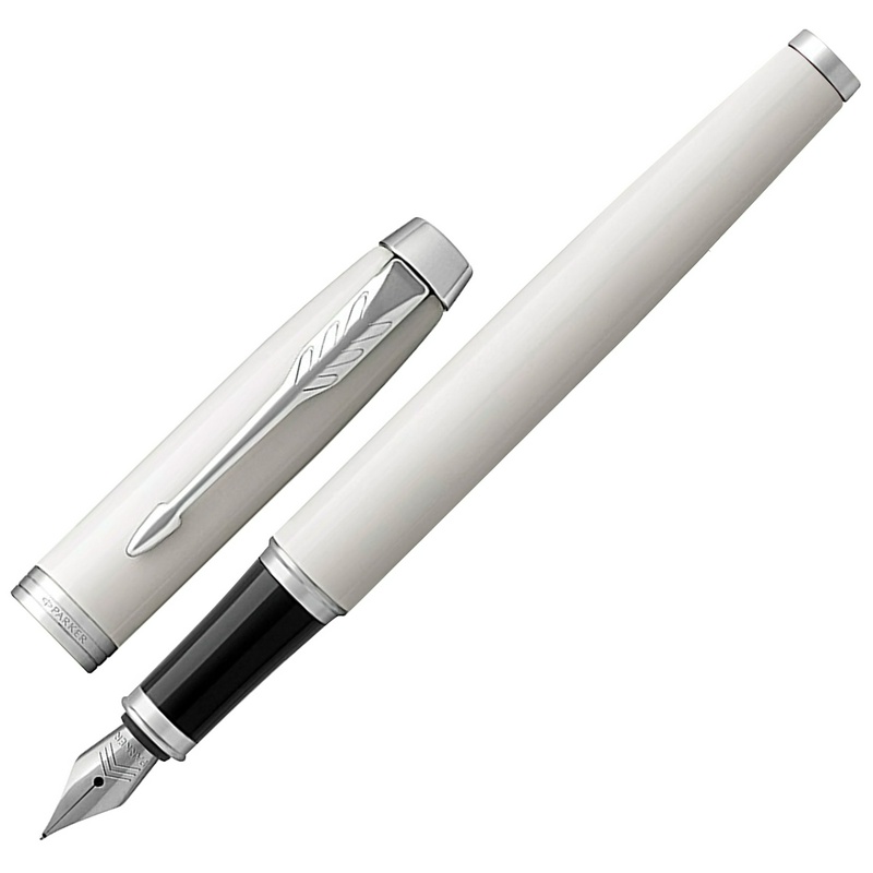 Ручка перьевая PARKER IM Core White Lacquer CT 1931672, корпус белый глянцевый лак, хромированные детали, синяя