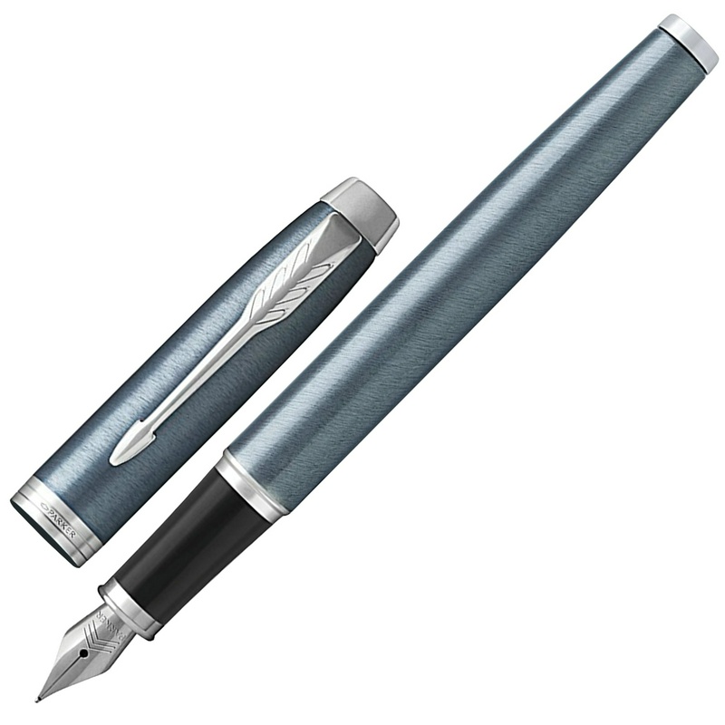 Ручка перьевая PARKER IM Core Light Blue Grey CT 1931648, корпус серо-голубой лак, хромированные детали, синяя,