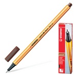 Ручка капиллярная (линер) STABILO "Point 88", коричневая, корпус оранжевый, линия письма 0,4…